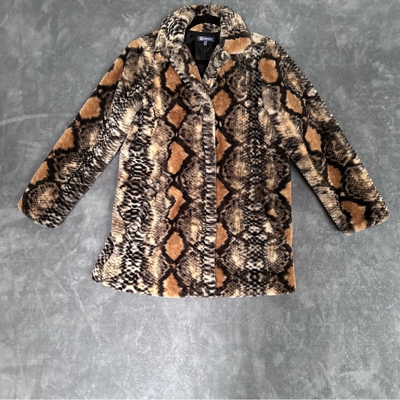 Democracy Faux Fur Brown & Black Python Snakeskin Snake Y2K Glam Animal Small - Picture 2 of 9